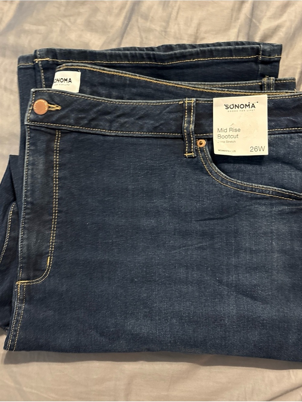 NWT Women’s Sonoma Mid Rise Bootcut Jeans Dark Wash Size 26W